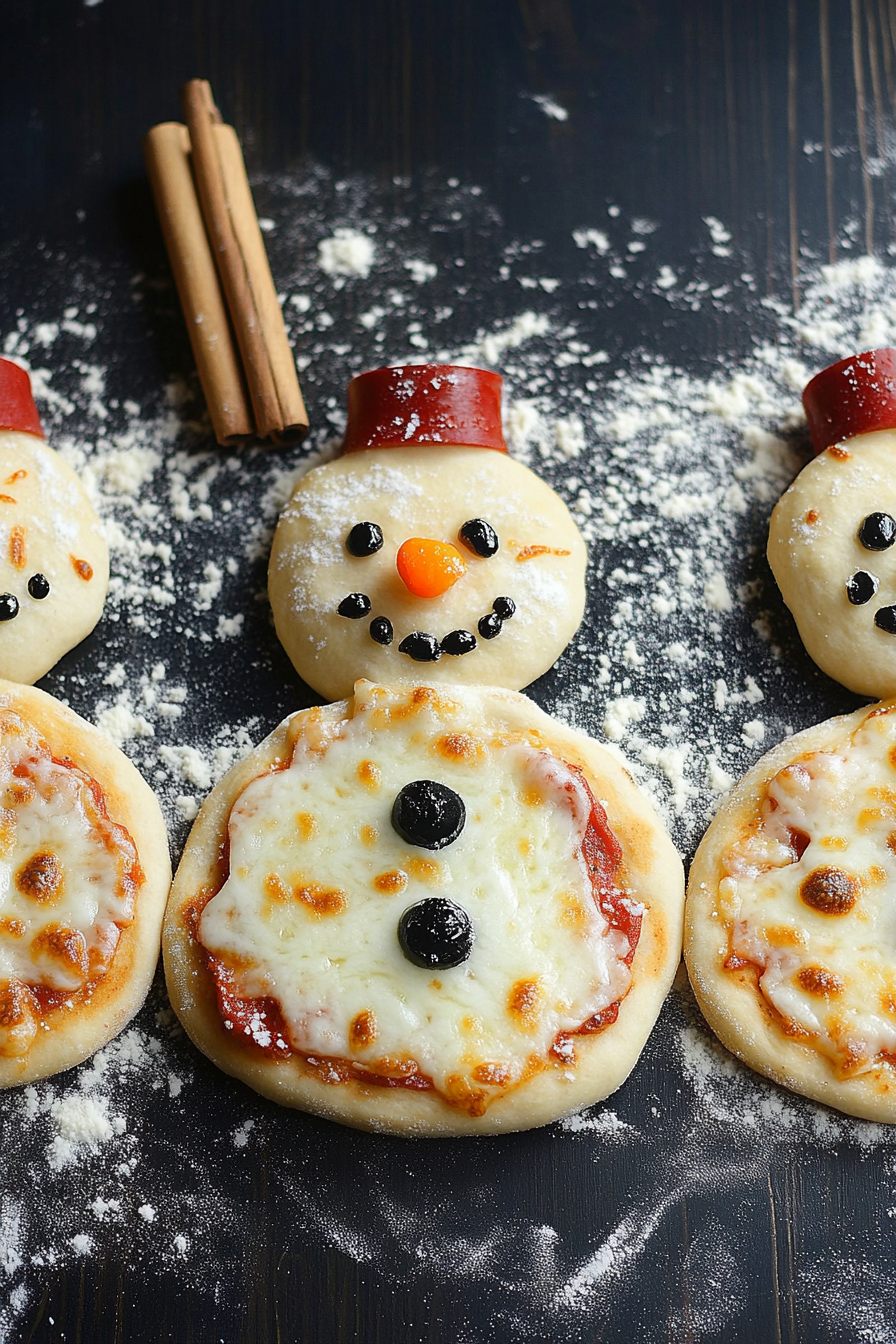 snowman pizzas