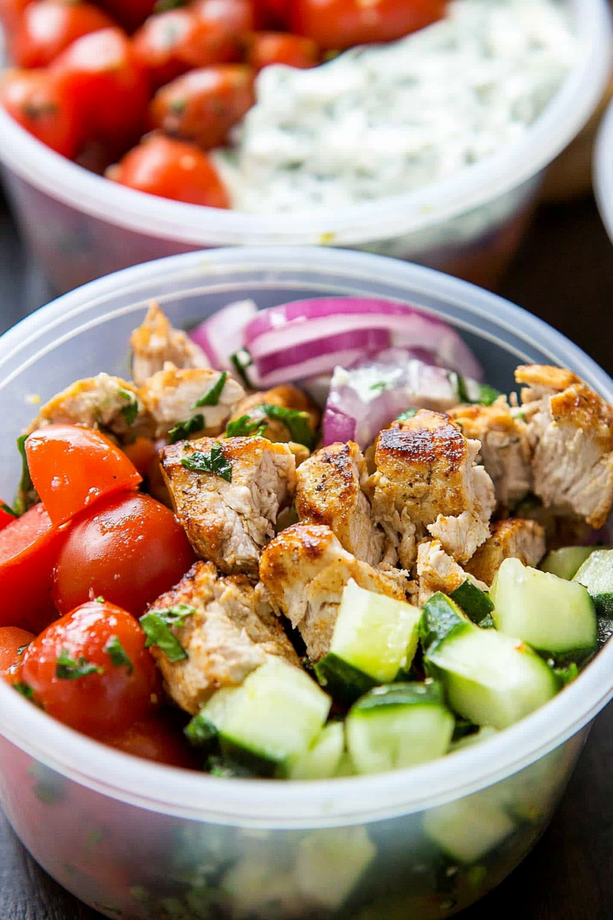 Greek chicken bowls